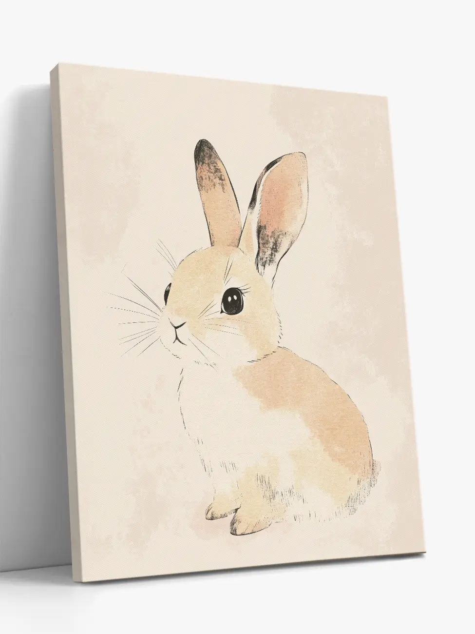 Canvas print of a cute bunny on a light background