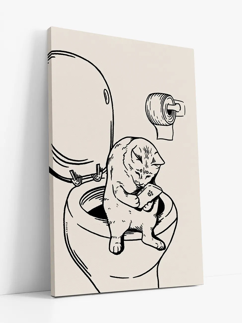 Cat on Toilet in Black