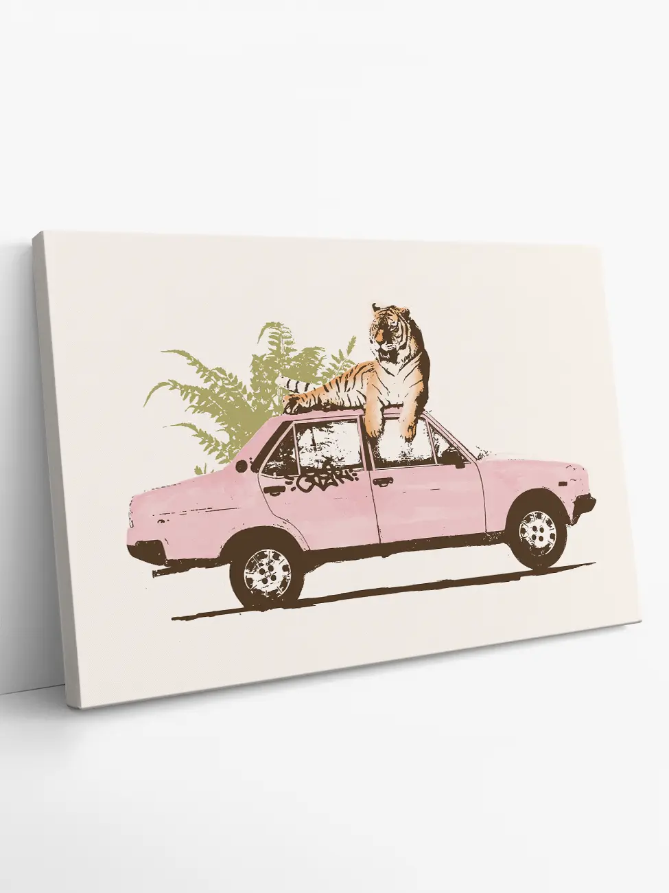 Tiger On Pink Car
