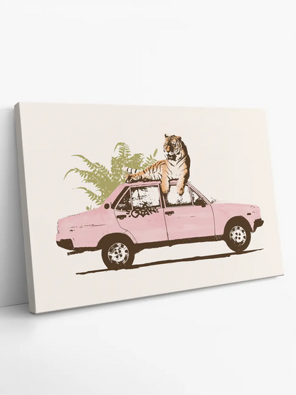 Tiger On Pink Car