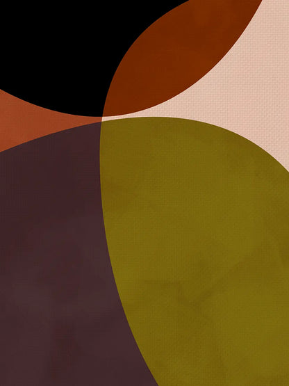 Close up of Terracotta Circles canvas texture with overlapping terracotta, olive and cream shapes