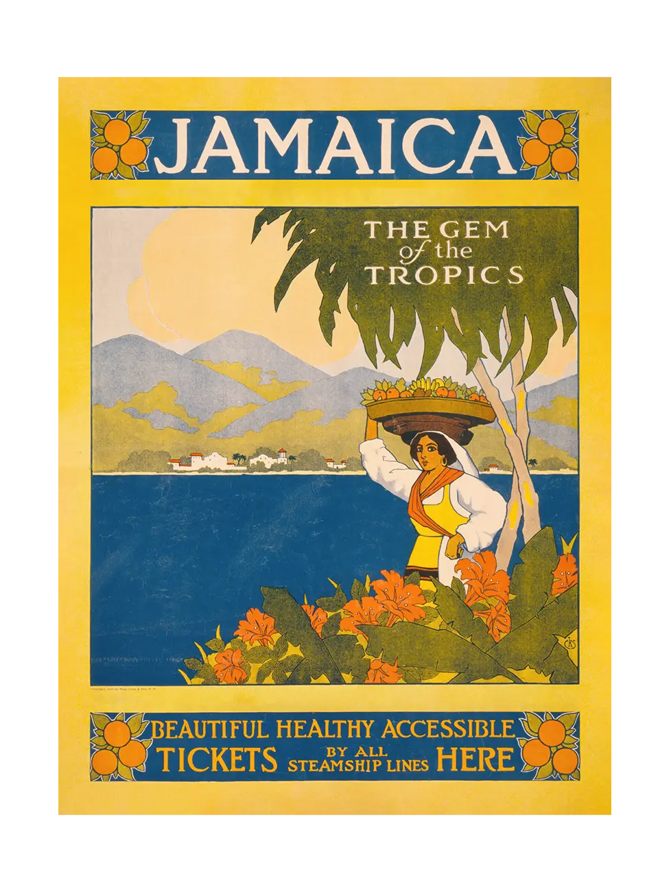 Jamaica, the Gem of the Tropics Travel Poster