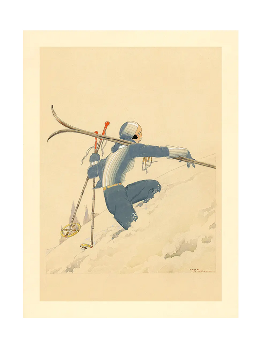 Скиорка, вървяща през снега