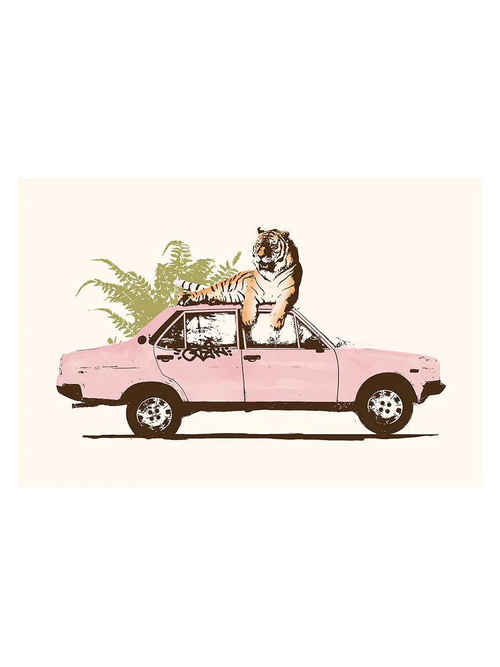 Tiger On Pink Car