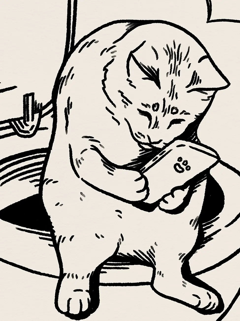 Cat on Toilet in Black