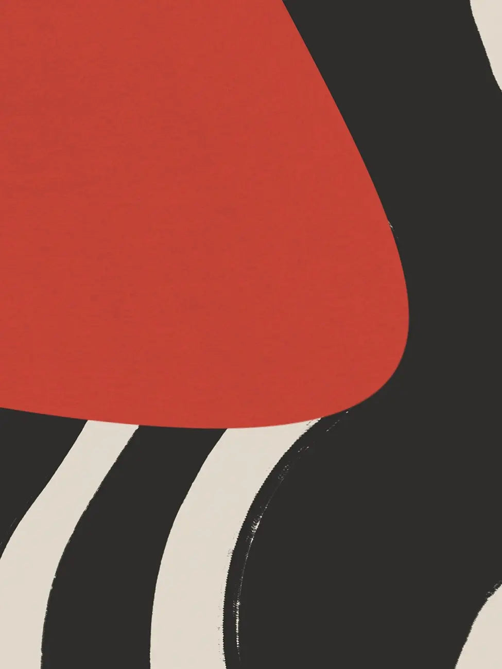 Close up of an abstract design with red, black, and white colors
