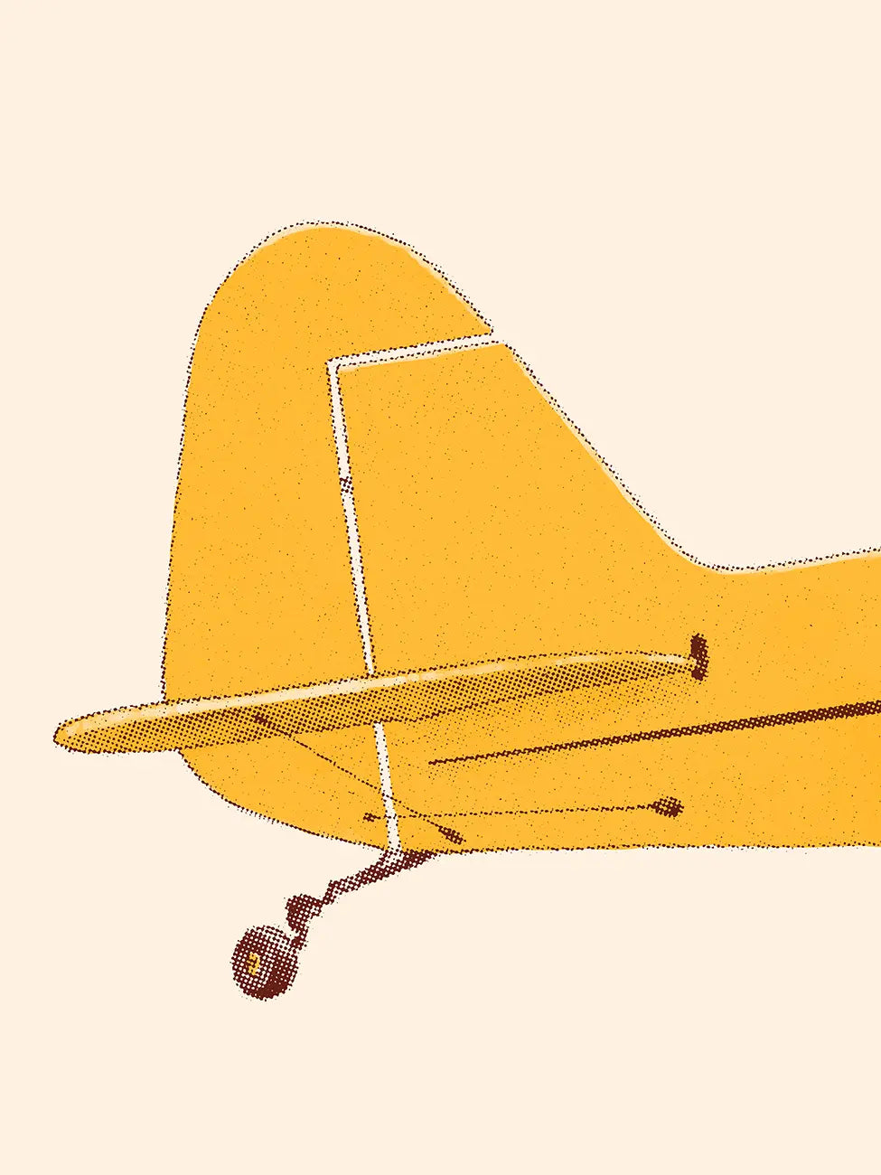 Detail of illustration of a yellow airplane tail on a light background