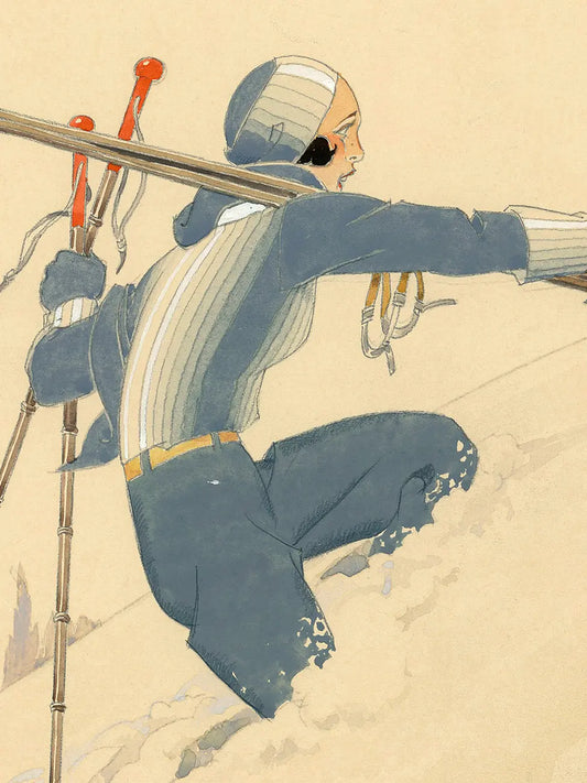 Скиорка, вървяща през снега